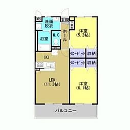 Ｙ＆Ｍ向日葵 1階2LDKの間取り