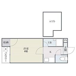 スカイ・ベース 1Kの間取図画像