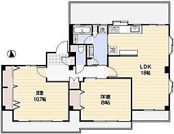 星野コーポ 3階2LDKの間取り
