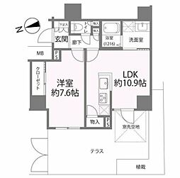 ジェノヴィア駒込駅グリーンヴェール 1LDKの間取図画像