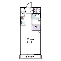 シティホームズ山田町 1階ワンルームの間取り