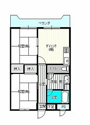グランピア今宿2 2DKの間取図画像