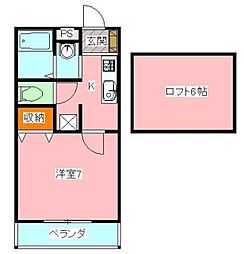 アクシア 2階1Kの間取り