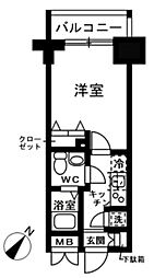 レジディア日本橋人形町II 4階1Kの間取り