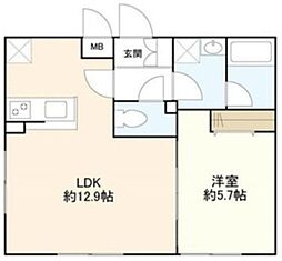 ウェルスクエアイズム三軒茶屋SOUTH 2階1LDKの間取り