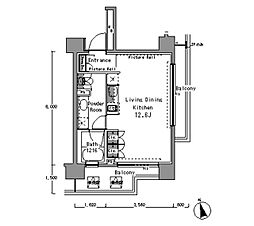 パークアクシス渋谷桜丘WEST ワンルームの間取図画像