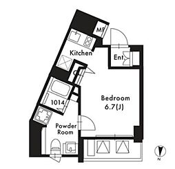 GRAN PASEO 東新宿 4階ワンルームの間取り