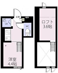RIZEST 初台 1階ワンルームの間取り