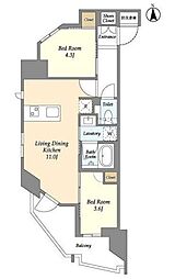 ウェルスクエア西蒲田 6階2LDKの間取り