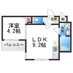 七道ハウス 1階1LDKの間取り