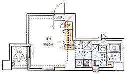 ライジングプレイス月島 2階1Kの間取り