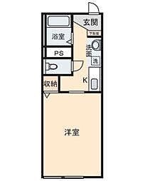 シティハイムＨＩＲＡＮＯ 2階1Kの間取り