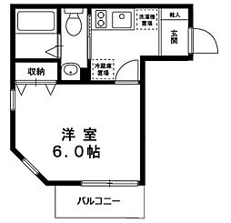 ルーブル壱番館 1階1Kの間取り