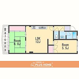サンハイツ中之島 2LDKの間取図画像