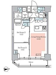 アーバネックス秋葉原イースト3 12階2LDKの間取り