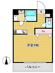シャルマン高砂 1Kの間取図画像