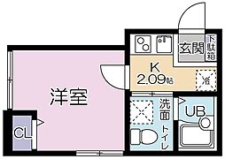 グランシャレー堀切II 1階1Kの間取り