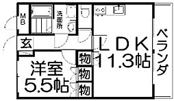 プロニティハイム藤本 1LDKの間取図画像