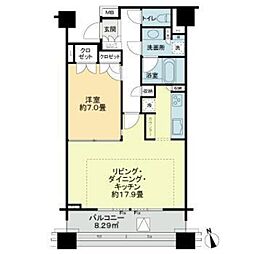麻布市兵衛町ホームズ 1LDKの間取図画像