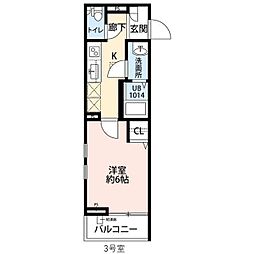 EXIV3 1Kの間取図画像