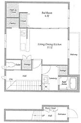 Grand Stamm 2階1LDKの間取り