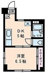 ドミール上池台 1階1DKの間取り