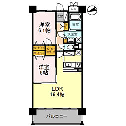 南海高野線 三日市町駅 徒歩5分の賃貸マンション 4階2LDKの間取り