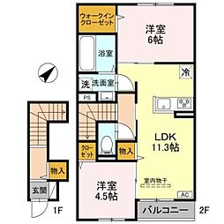 カルムベルフルール 2LDKの間取図画像