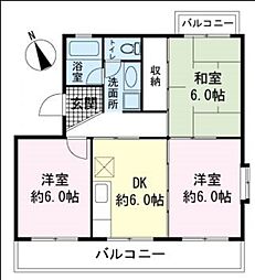 プロスペラ平石 3階3DKの間取り