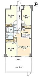 パークレジデンス市川 1階3LDKの間取り