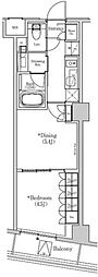 ザ・パークハビオSOHO市谷左内町 1DKの間取図画像