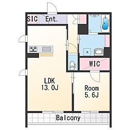 アリエス十三番丁 4階1LDKの間取り