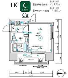 ＭＡＸＩＶ八王子ＴＲＥ 3階1Kの間取り