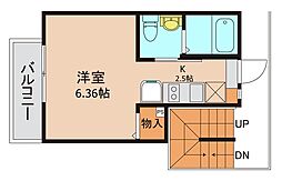 そよ風と窓辺のアールグレイ 2階1Kの間取り