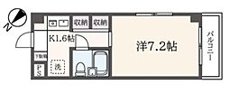 キューブ平和台 1Kの間取図画像