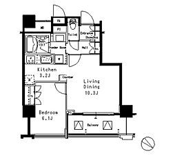 MFPR目黒タワー 1LDKの間取図画像
