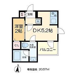 AZEST金町 4階1DKの間取り