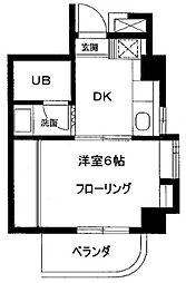 サンライズマンション 3階1DKの間取り