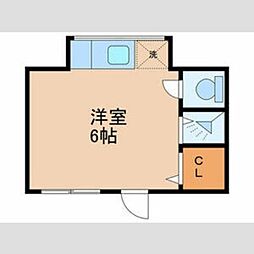 さつき荘 2階ワンルームの間取り