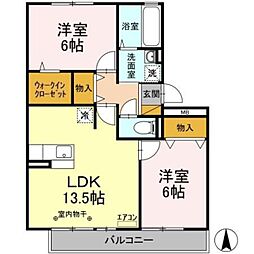 セントラルパークハイツA 2LDKの間取図画像