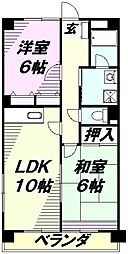 エステート小手指 3階2LDKの間取り
