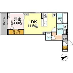 D Paina あざみ野II 1LDKの間取図画像