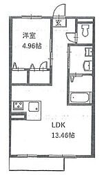 パインクレスト竹内2 1LDKの間取図画像