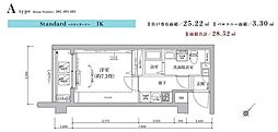 ティモーネグランデ新川崎 1Kの間取図画像