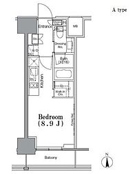 パークハビオ飯田橋 5階ワンルームの間取り