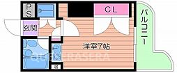 Osaka Metro谷町線 野江内代駅 徒歩1分の賃貸マンション 5階ワンルームの間取り