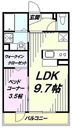 アニバーサリー 1階1LDKの間取り