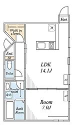 マルベリーファームII 1階1LDKの間取り