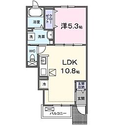 ミルト・ラフレシール 1階1LDKの間取り