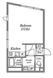 LIVART SEASON南台 3階ワンルームの間取り